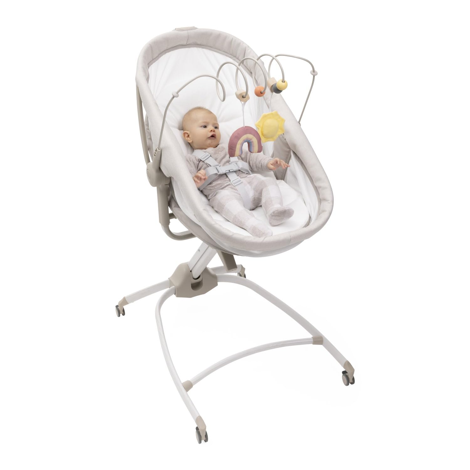 Chicco Baby Hug 4in1 Armonia, Culla, Sdraietta, Seggiolone e Sedia da Tavolo 0-36 Mesi, Altezza Regolabile a Pedale, Barra Gioco e Tessuto a Rete per Circolazione Aria, Soluzione Salvaspazio