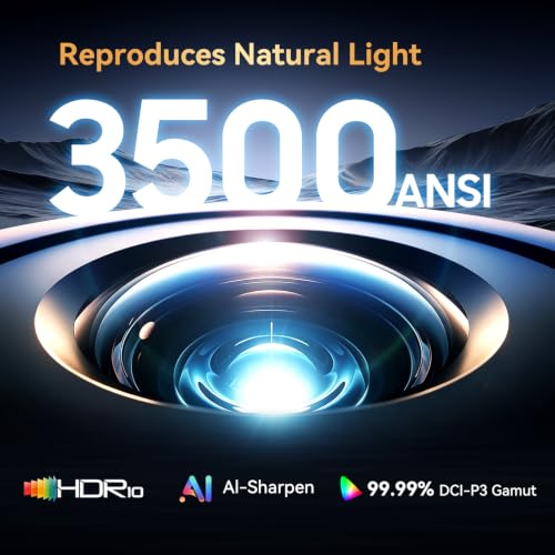 Image of Outdoor Projector with Netflix Built-in, 4K Support Smart Projector 3500 Brightness with WiFi and Bluetooth, Auto Focus & Keystone, 360Rotatable Stand Portable Movie Projectors for Home Theater