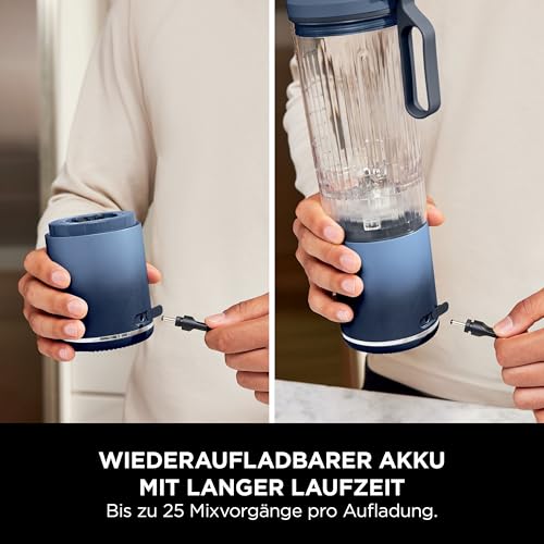 Ninja Blast Max Tragbarer Mixer/Blender/Smoothie Maker, 570 ml, wiederaufladbar, Mixbecher & auslaufsicherer Deckel, 3 Funktionen, Smoothies, Proteinshakes, Marineblau BC251EUNV 2