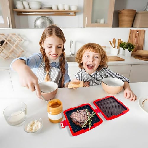 Sandwichpress,Antiaanbak Hittebestendig Draagbaar Kookapparaat - Magnetron Kaas Toaster Toastie Press Pan,Voor Quesadilla Snacks Voedselbereiding Thuis Appartement Studentenkamer Keuken - Image 6