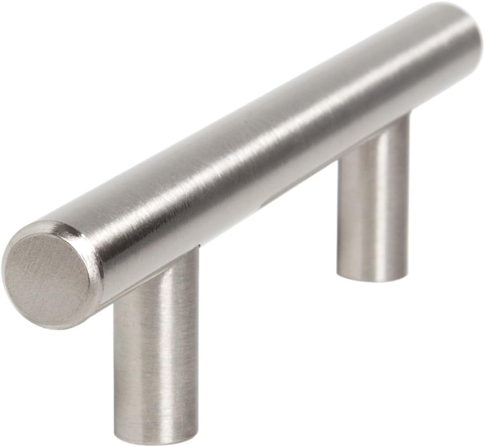 Aviano Cabinet Hardware Euro Style Bar Handle Pull - 3" Hole Centers, 5-3/8" Overall Length SS Finish - 25 Pack