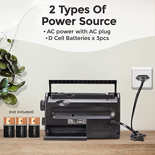 PRUNUS J-05 AM FM UKW Radio Batteriebetrieben, Kofferradio mit Exzellentem Empfang & Großem Lautsprecher, Batterie Radio… - Image 4