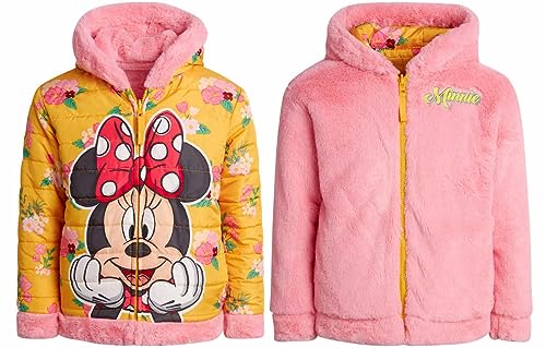Disney Girls Puffer/Faux Fur Hooded Reversible Jacket