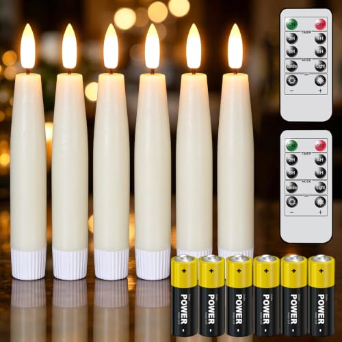 GenSwin LED Flameless Taper Candles Battery Operated Remote (6AA Include)
