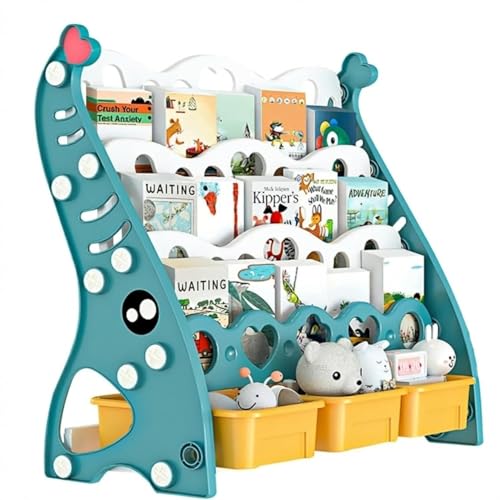 Image of Kids Bookshelf and Toy Storage Organizer with Storage Montessori Book Rack for Kids Room Book Shelf Organizer for Children, Toy Organizer Rack for Playroom, Nursery (Green, Medium)