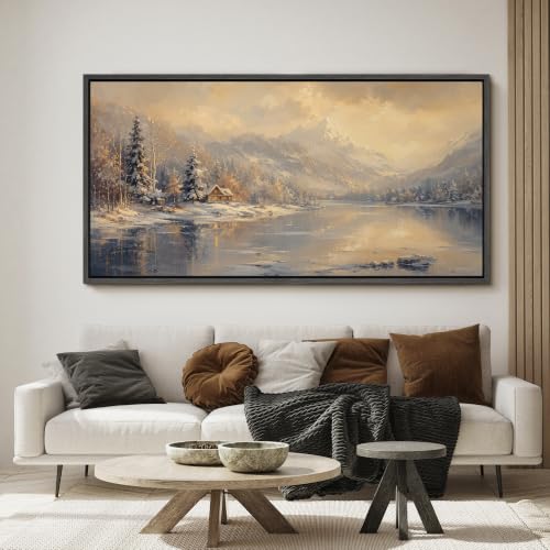 Image of MUDECOR Extra Large Framed Canvas Print Wall Art Cabin Art for Living Room