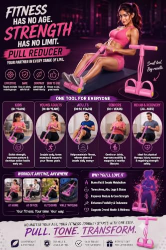 Image of Pull Reducer Bands 4 Tubes Body Pedal Exerciser Yoga Crossfit Exercise, Arm Exercise, Body Building Training Men and Women (Pink Pull Reducer)
