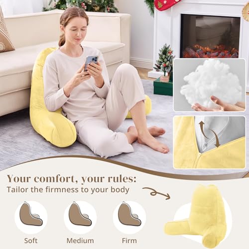 Image of Sasttie Reading Pillow for Bed, Back Pillow for Sitting Up, Light Yellow