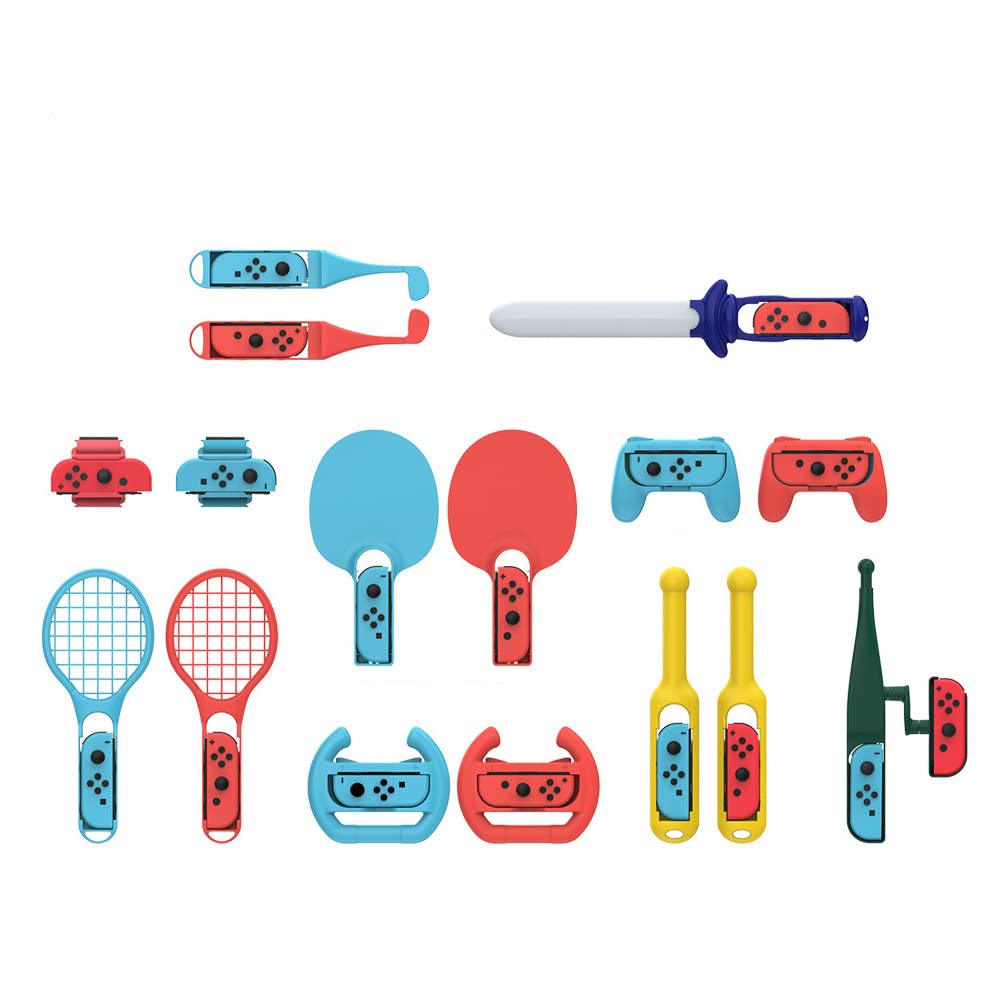 Set di Accessori Sportivi 18 in 1 Compatibile per Nintendo Switch, Accessori di Gioco
