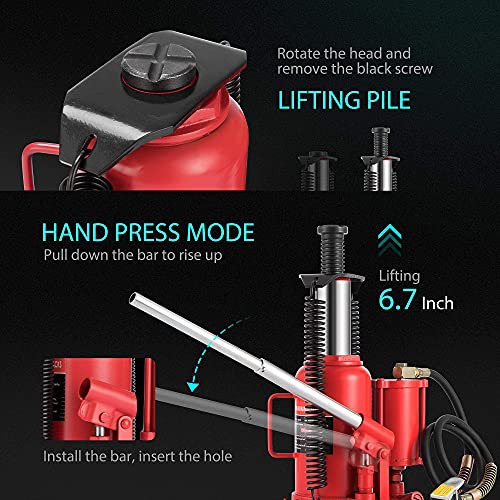 Specstar Pneumatic Air Hydraulic Bottle Jack With Manual Hand Pump 20 Ton & 10 Ton Porta Power Kit 2M Hydraulic Car Jack Ram Combo #TOP3