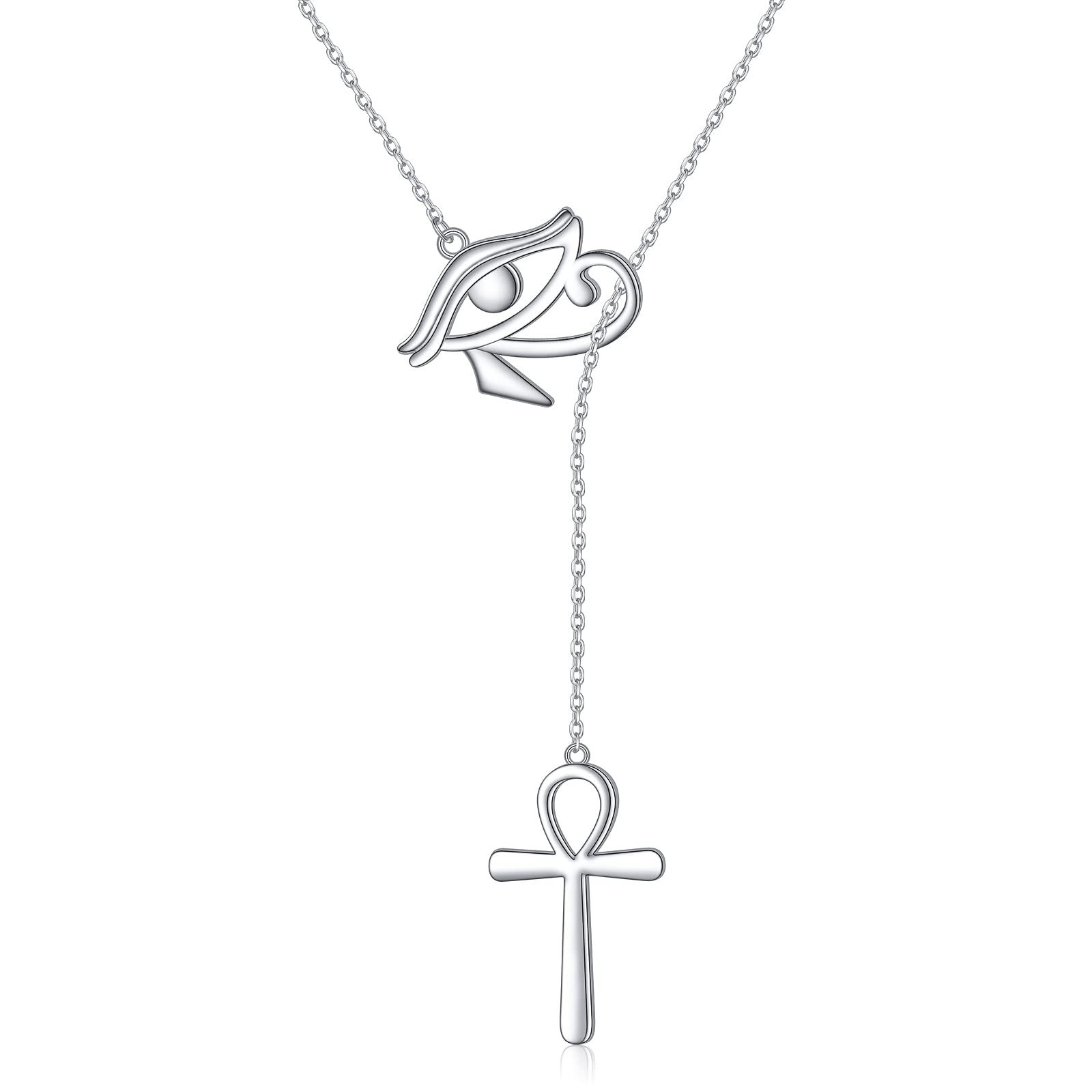 DAOCHONGLong Necklace Sterling Silver Larait Bar Y Lariat Long Chain Drop Adjustable Necklace Gift for Her, 30"