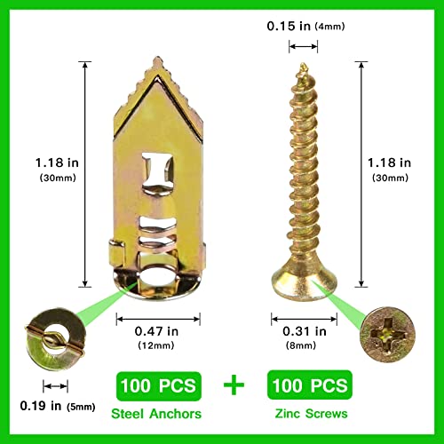 Dasemko PZLS-05 200 Pcs Zinc Plated Steel Self-Drilling Anchors,Self Drilling Drywall Anchors Easy Application No Drill Or Holes In Wall  thumb #1
