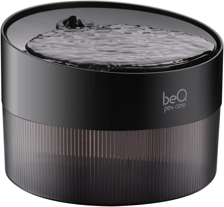 beQ Cat Water Fountain,2.5L/84oz Indoor Ultra-Quiet Pet Water Dispenser, BPA Free, Visible Water Level, Suitable for Cats, Small Dogs, and Other Pets, with Large Size Filter Plastic 1fiter