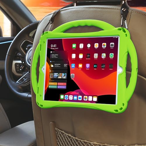 Image of Kid's Case for iPad 9th /8th /7th Generation 10.2 Inch, Built-in Handle Stand, Comes with a Strap, Silicone Shockproof Case (Green)