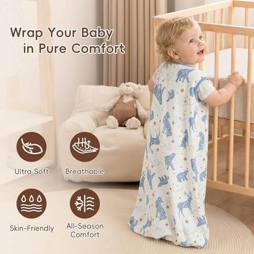 Image of david's kids 3 Pack 100% Organic Cotton Baby Sleep Sack 18-24 Months, Ultra Soft Baby Wearable Blankets with 2-Way Zipper, Comfy Toddler Sleep Sack for Boys Girls Neutral, X-Large Size, Star