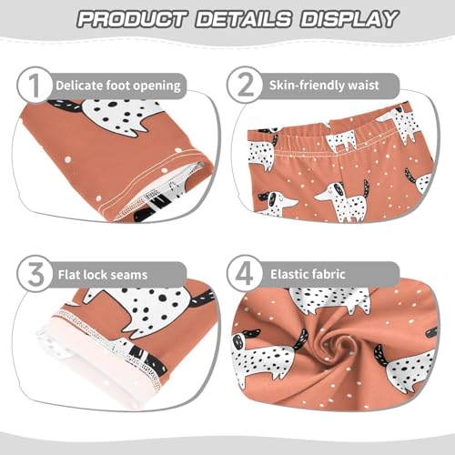 Polka Dot Dog Cartoon Girls Leggings Ultra Soft Compression Yoga Gym Pants for Kids 4-10T3