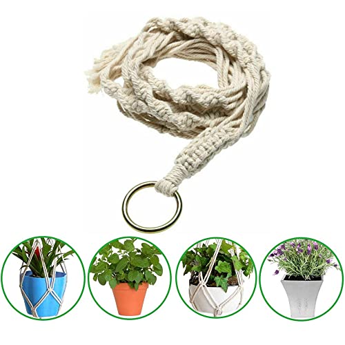 2 stuks macramé plantenhangers, katoenen touw om op te hangen van macro-bloemen voor bloempotten aan de muur voor huisdecoratie, kantoortuinieren, 4 poten - Afbeelding 5
