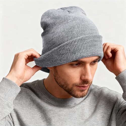 Image of Beanie for Men Women Warm Winter Hat Unisex Soft Knit Cuffed Beanie | Skull Cap, Secure fit, Suits Daily Wear, Windproof, Essential Gear for Winter Jogging & Outdoor Sports