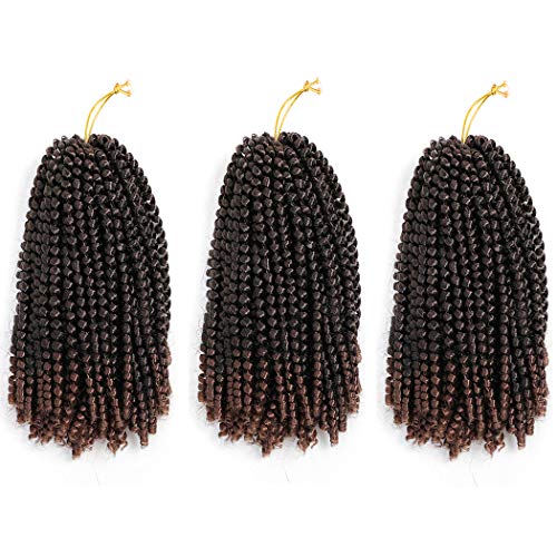 3 Pack Spring twist Ombre crochet braiding hair 8Inch Bomb Twist crochet hair Synthetic Braiding Hair Extensions Low Temperature Fiber (3 packs spring 1B/30)