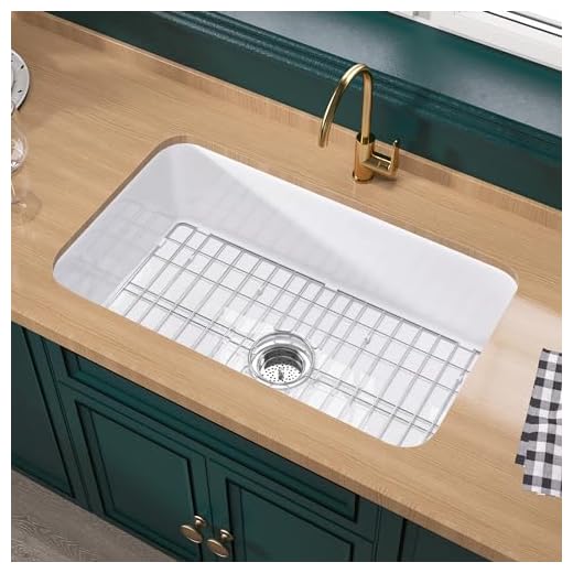 Miuara White Undermount Kitchen Sink 32 Inch - Topmount Fireclay Bar Sink Drop In 32"x19"x10", Dual Mount, Single Bowl, with 2 Custom Accessories, Glossy White, for Kitchen