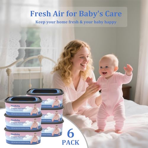 Image of 6 Pack Jumbo Square Bags Refill Compatible with Diaper Genie Compact, Select Pails (Not Fit Classic), Disposal Bag Refills with Continuous Film, Hold Up to 810 Newborn-Sized Diapers