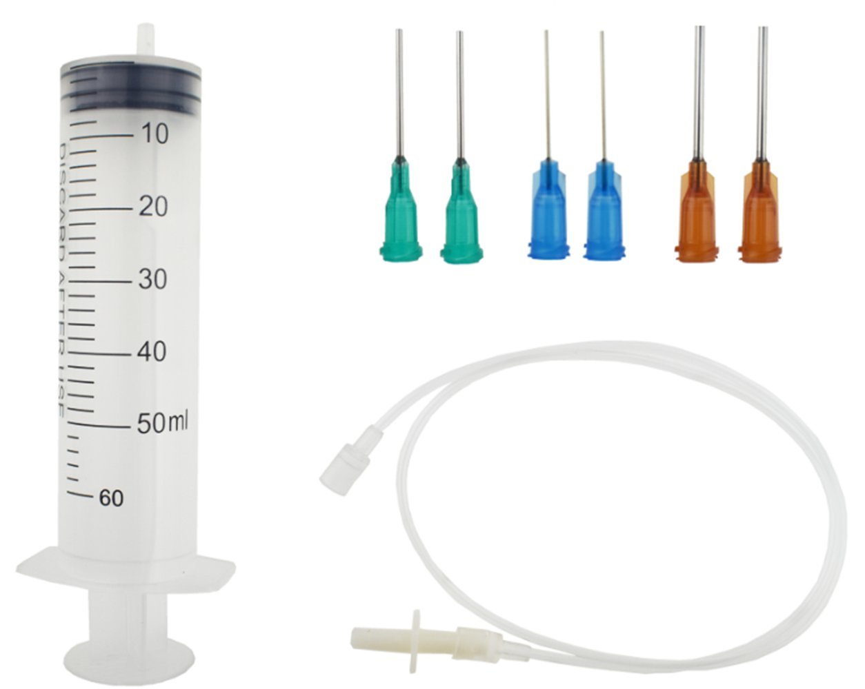 60ml Plastic Syringe + Extension Tubing + Blunt Tip Needles, Precision