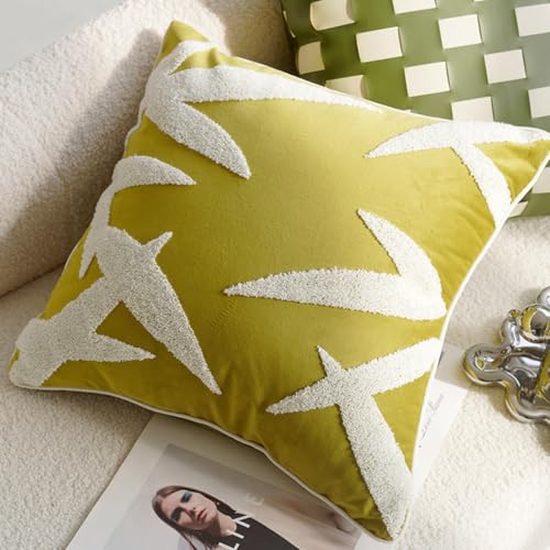 Housse de coussin chenille 45x45 vert sauge lavable et douce - 2