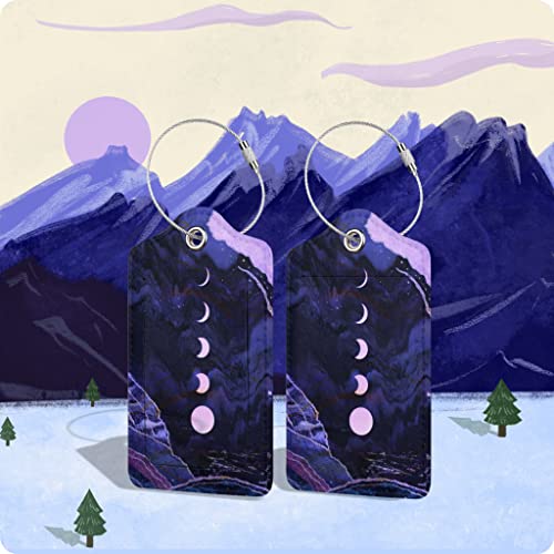 Image of Set of 2 Luggage Tag Suitcases Tag with Privacy Name Lable ID Card PU Leather Baggage Tags for Men Women Travel