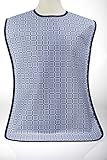  Castejo 2x Lätzchen mit PU-Beschichtung gelb mit Muster und Schlitzverschluß Art. CA174 oder Lätzchen blau mit PU Beschichtung mit Druckknöpfe CA175, wasserdicht, waschbar (blau/kariert)