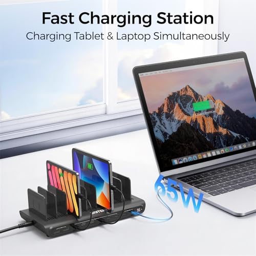 Image of Unitek 10-Port USB C Charging Station 96W with 2X 65W PD, [2A+8C] Laptop Charging Station for Multiple Devices, Fast Charger Dock for Home Office