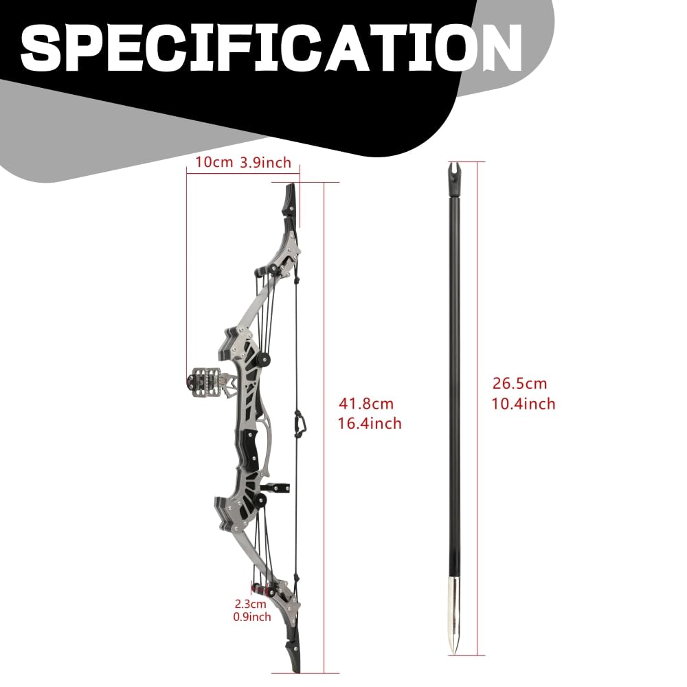 Mini arco ricurvo compound 16" 16 libbre - Destro/Sinistro per bambini e principianti | Tiro al bersaglio, caccia, gioco, regalo