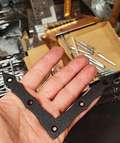 Flat Plate L Shape Black Metal Decorative Brackets Mending Connecting Joining Plate Heavy Duty Powder Coated Ornamental Repair Steel Sheet 4" x 4" x 0.6' x 0.08" (100 x 100 x 15 x 2mm) Pack of 10pcs - Image 4