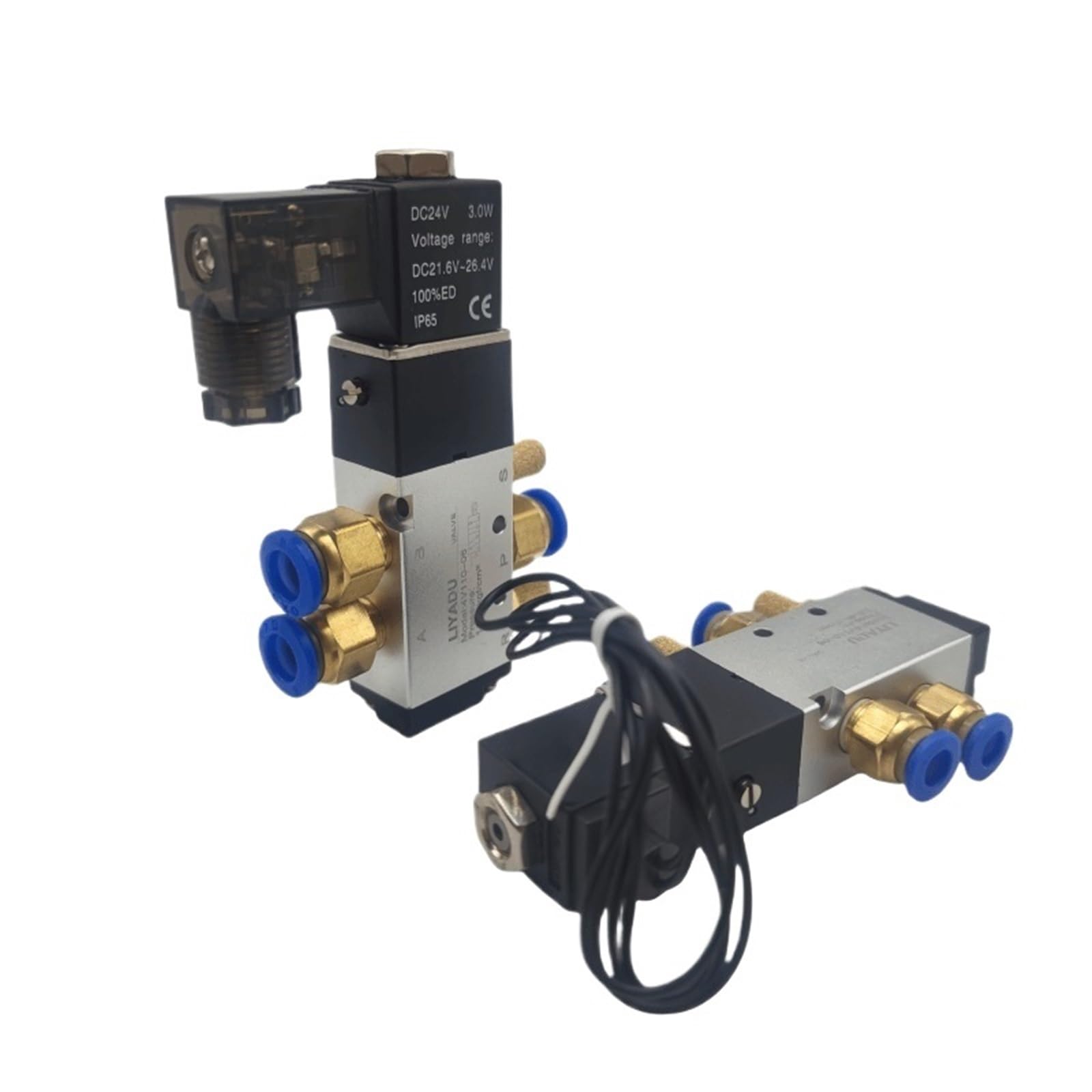 4V110-06 1/8" pneumatisches Steuermagnetventil 5 Wege 2 Positionen DC 24V DC 12V AC 110V AC220V mit 4mm 6mm 8mm passenden Luftventilen(Wire W 4v110-06,DC 12V)