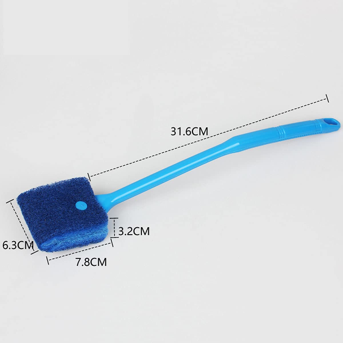 Esponja de limpieza para acuario de doble cara, con mango antideslizante, color azul