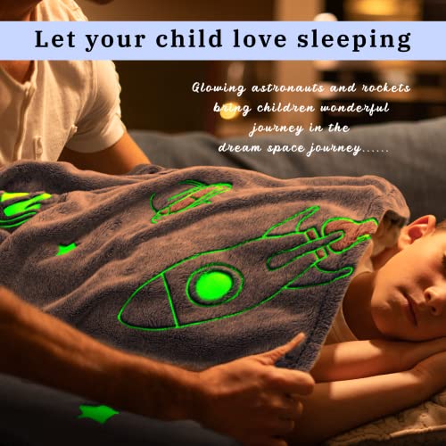 Image of Glow in The Dark Blanket Stars Throw Blanket Birthday Gifts for Kids Soft Cozy Space Decor Blankets for Couch Bed Sofa Unique Gifts for Boys Girls Teens Planet Blanket 50 inchx60 inch