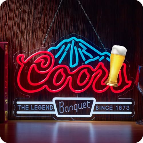 Image of Crs Banquet Beer Neon Sign Bar Led Light for Wall Decor | USB Powered Neon Sign with Dimmer for Man Cave Bar Pub Restaurant Party Gift Wall Art, Size: 16.5 X 12.6 Inch