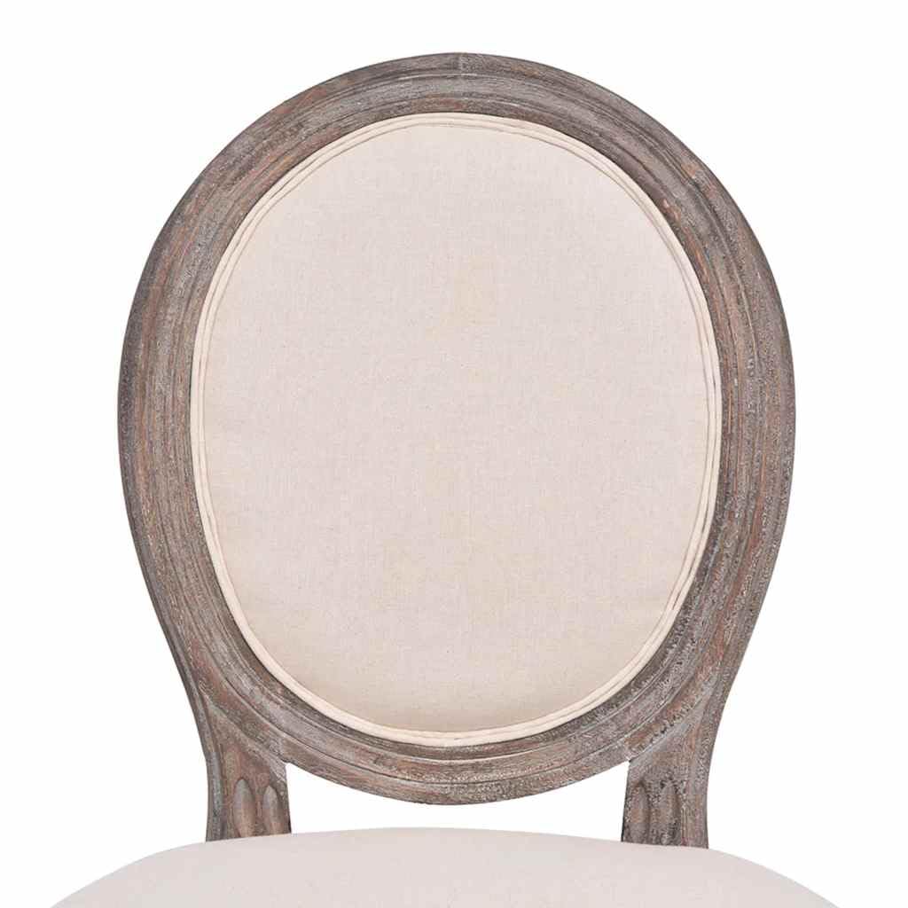 Set di 2 sedie da sala da pranzo in lino color crema con seduta imbottita