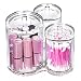 Hipiwe Clear Acrylic Cotton Swab Holder Preminm Quality Round Container Cotton Pad Q-tip Organize Case for Make Up Brush Clear Apothecary Jar