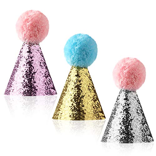 3pcs Dog Birthday Hat for Pets Party Decoration Supplies, Cat Kitten Headband Hats Charms Grooming Accessories