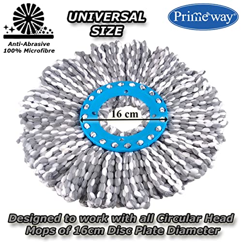 Image of Primeway Polyester Water Absorbent Microfibre Spin Mop Refills | Dense Replacement Mop Heads | Floor Pocha Mop Cloth | XL | 38cm | 115 Grams Each | 4 Pcs (Grey)