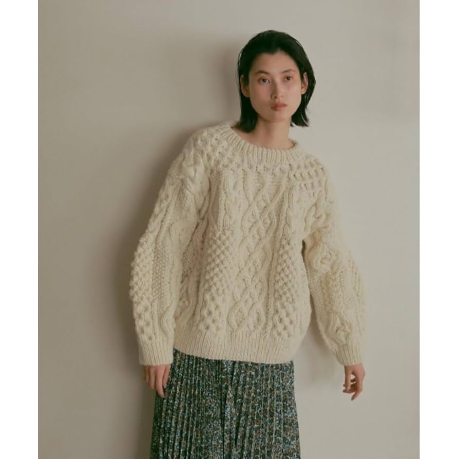 Amazon.co.jp: CASA FLINE アラン模様パネルニットプルオーバー