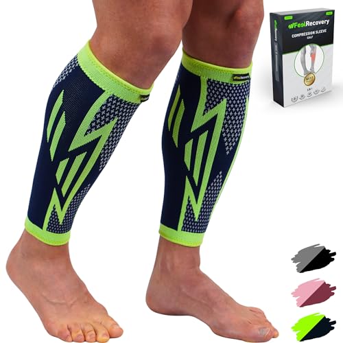 Feel Recovery 2 Pantorrilleras de Compresión Hombre/Mujer - Gemeleras Compresivas para Running - Perneras Deportivas Elásticas para Dolores Musculares - Transpirable y Antideslizante