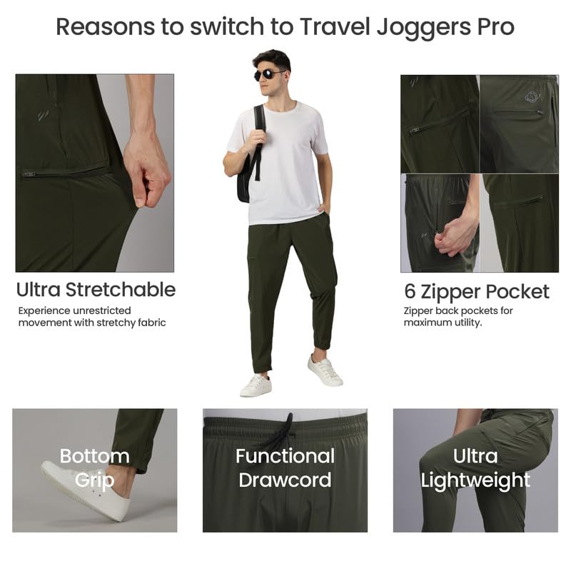 Image of BLUE TYGA Travel Joggers Pro for Men | Ultrastretch, Wrinkle Free & Sweat Wicking Travel Joggers | Quick Dry & Odour Control Joggers for Travelling