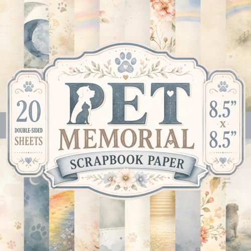 Pet Memorial Scrapbook Paper: 20 Double-Sided Sheets, 20 Unique Designs, 8.5" x 8.5" Watercolor Memorial Craft Pad Featuring Rainbow Bridge, Paw ... Books, Junk Journals and Sympathy Gifts image 2