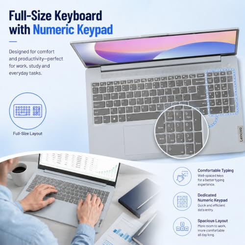 Image of Lenovo IdeaPad Slim 3i, 15.6 inch FHD Laptop, Microsoft 365 Included, Quad-Core Intel N150, 8GB DDR5, 128GB SSD, Win 11, Dolby Audio, Numeric Keypad