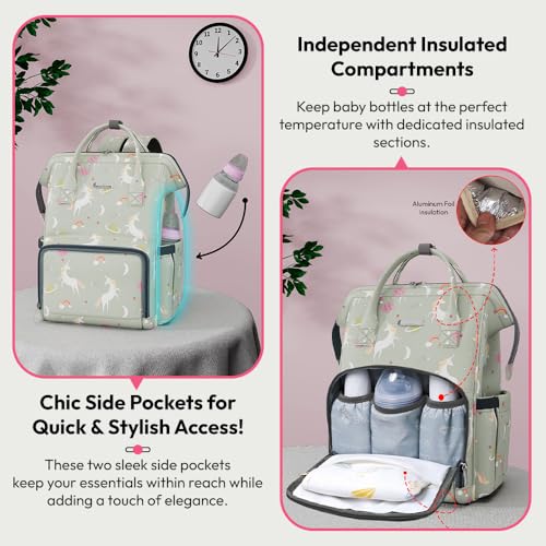 Image of StarAndDaisy Diaper Bag for Mothers for Travel /Diaper Bags for Mom with 26L Large Capacity /Baby Bag for Mother with Multiple Pockets with 3 Double Insulated Bottle Holders (Grey)