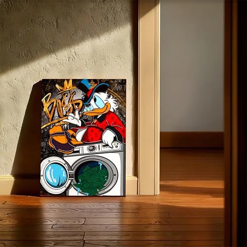 Image of Modern Graffiti Duck Pop Art Canvas Wall Art Painting For Living Room | Colourful Urban Style Wall Art Painting | Contemporary Home & Office Decor, 41x56 cm