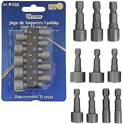 Level Black Western W-233 Jogo Soquetes Canhão Cinza 10 Unidades