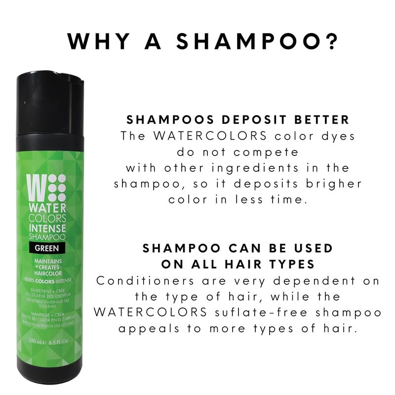 Miniatura 5 de Watercolors Intense Color Depositing Champú, color de cabello semipermanente 8.5 oz - VERDE