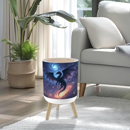 Caneca de Basura Pequeña con Tapa y Patas de Madera miniatura 2